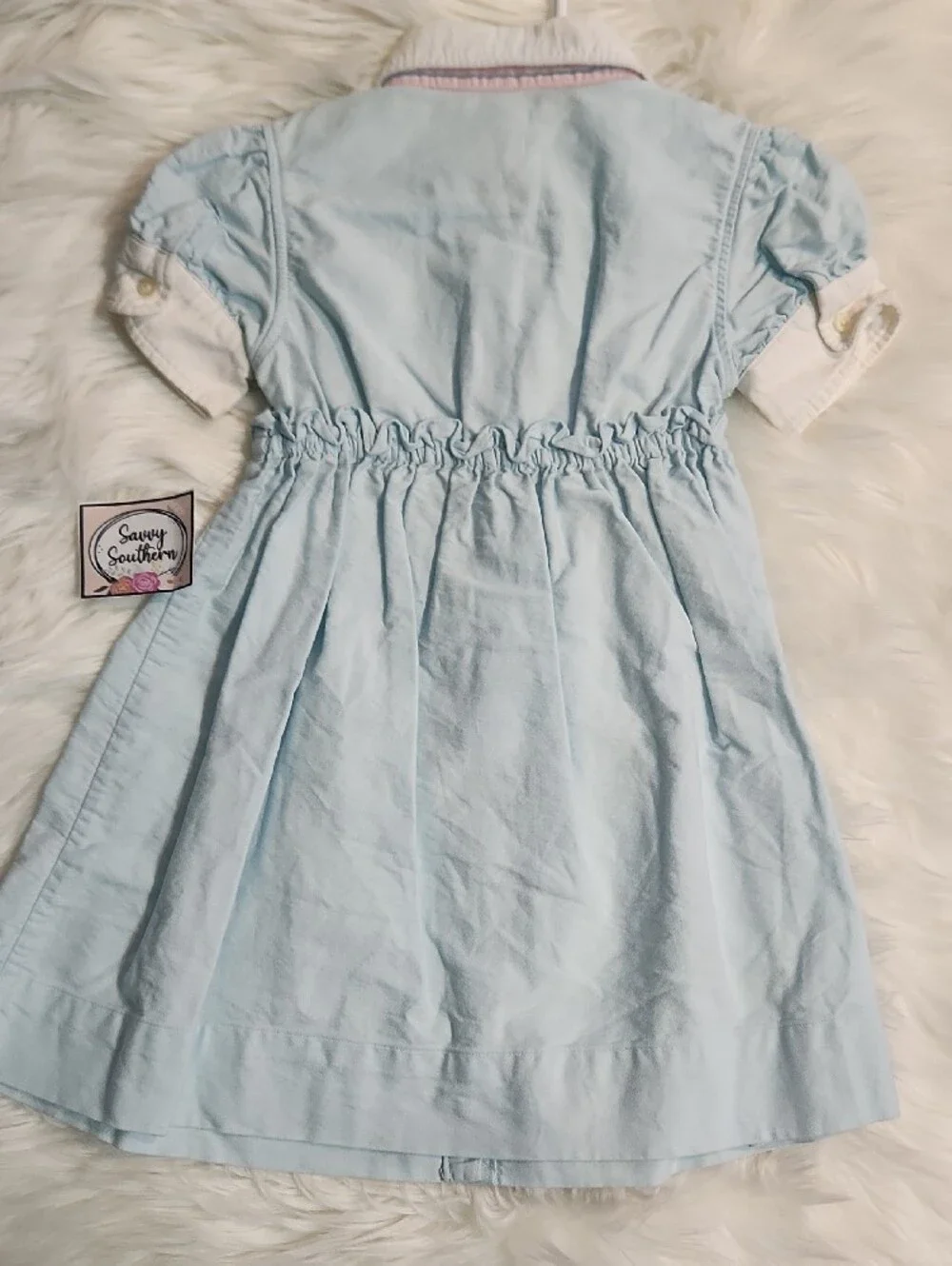 Light Blue Polo Shirt Dress with White Trim - Size: 3T - Brand: Ralph Lauren